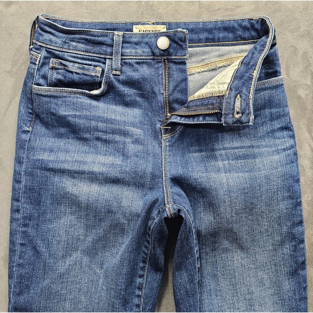 L'AGENCE Kendra High Rise Cropped Flare Jeans Laredo Blue Raw Hem Size 24 (26)